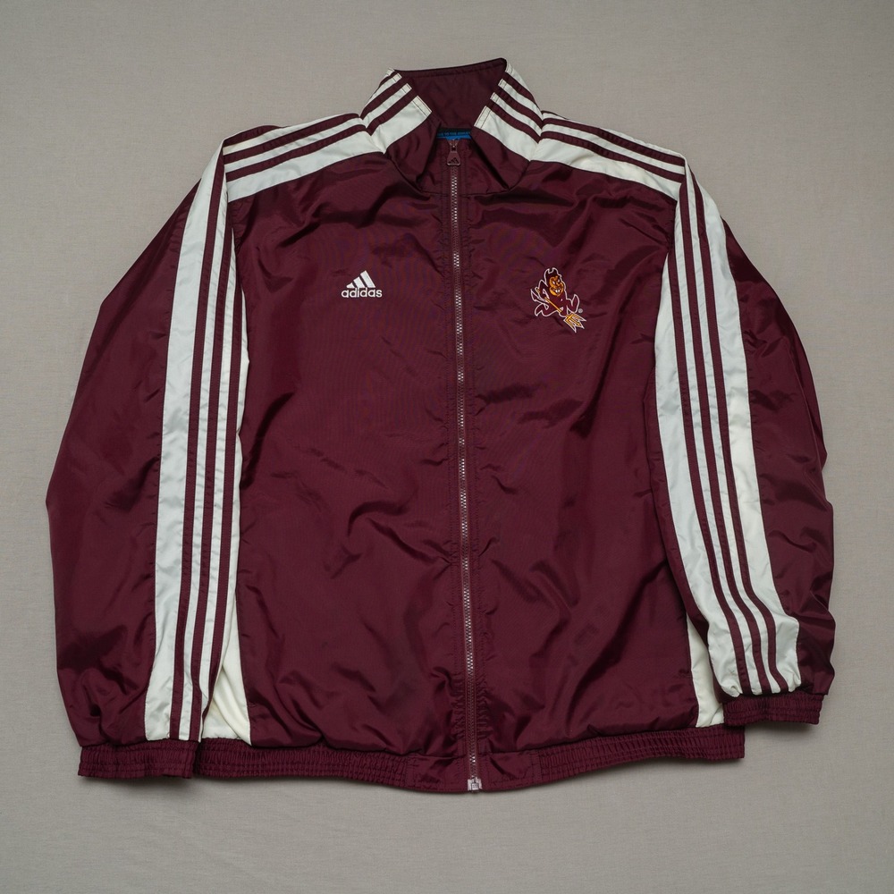 Vintage Y2k 2000s Adidas ASU Arizona State Sun Devil Sparky Zip Up Windbreaker L